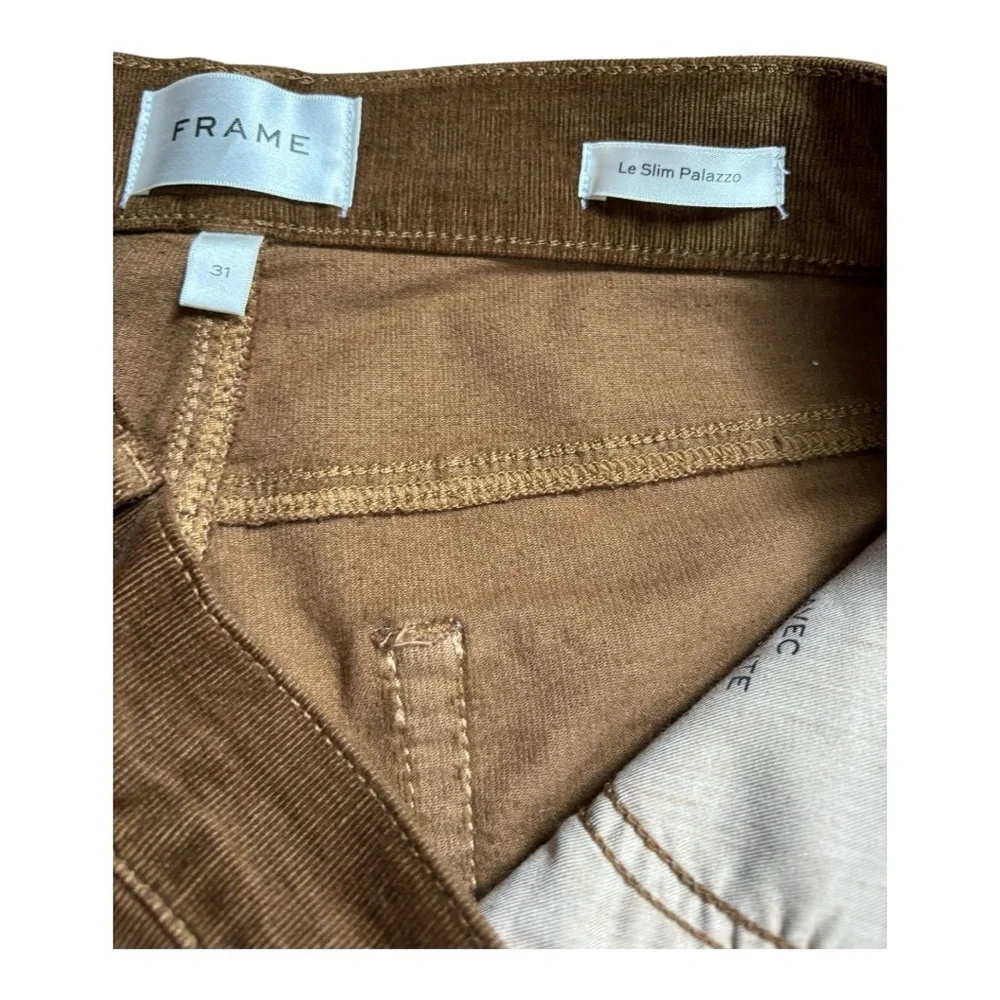 Frame Le Slim Palazzo Pants Corduroy Pant in Toast Size 31 - Picture 3 of 9
